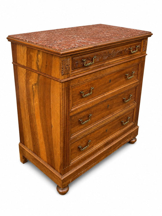 Commode Néo-Renaissance Henri II avec marbre rouge – Wood, Marble (photo 4 of 7)