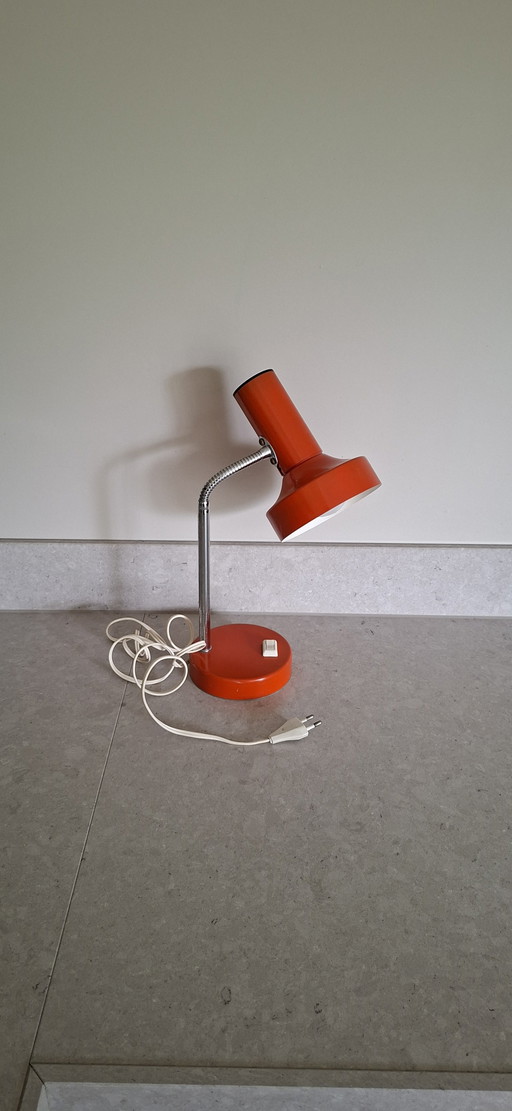 Massive Vintage-Schreibtischlampe aus den 1970er Jahren – Orange im Space-Age-Stil – tafellampen, Metal