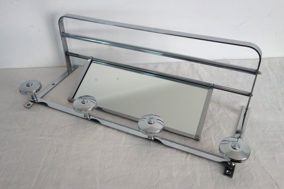 Garderobenständer, Hutablage, Art-Deco-Spiegel – Kleiderständer, Chrome (photo 3 of 9)