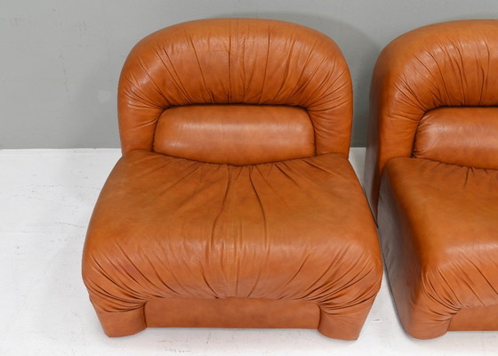 Zwei Lounge-Sessel von Rossi di Albizzate aus cognacfarbenem Leder, Italien – 1970er Jahre – Leather (photo 12 of 15)