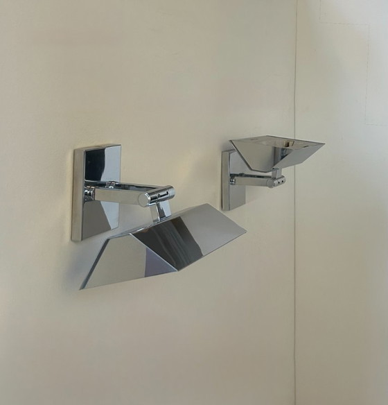 Image 1 of Coppia di applique vintage regolabili, metallo cromato, Francia 1970