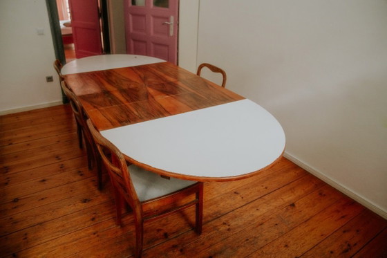 Vintage Extendable Dining Table + 4 Chairs – Wood – Folding Table (photo 7 of 9)