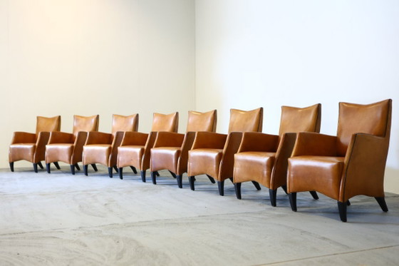 Image 1 of 8x Model Bergere Bart van Bekhoven for Artistiek Breda sheepskin dining chairs