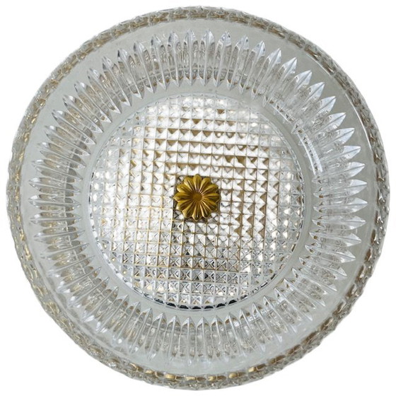 Image 1 of Bomboniera d'epoca in cristallo su base in ottone dorato 1950