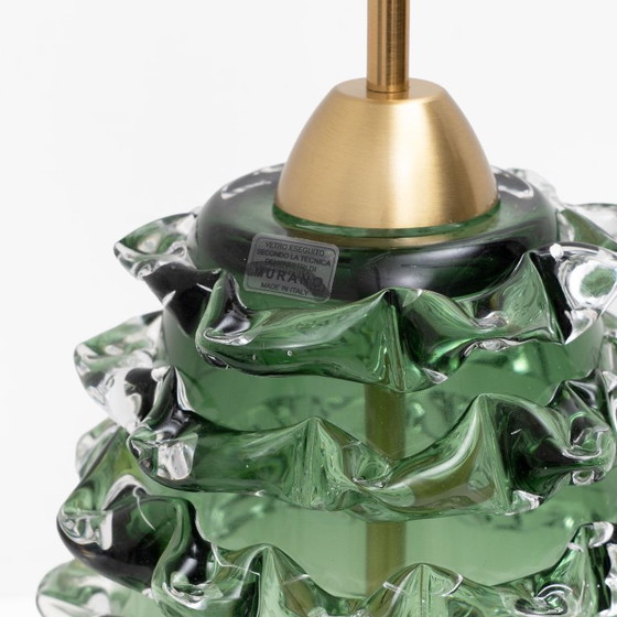 Pair Of Green Rostrato Murano Glass Table Lamps (photo 5 of 6)