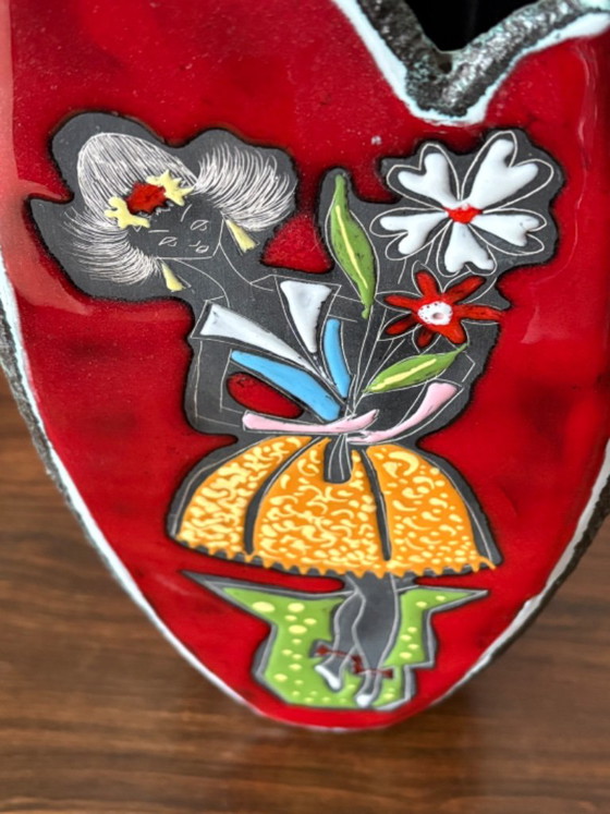 Italian San Marino large vase 1950s, Fantoni style, Ceramic, Multi Color (photo 8 of 8)