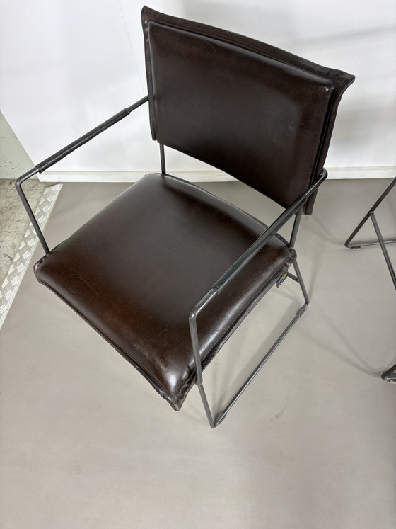 4 NovaStyl Collection Brown Leather Dining Chairs – Metal (photo 10 of 15)