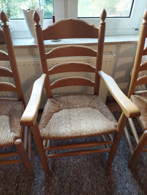 Image 1 of Dining room set, farmhouse style, solid oak