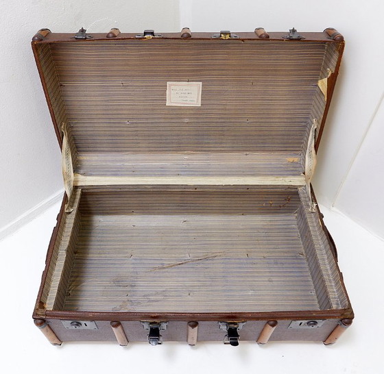 Image 1 of Baule-valigia vintage in tela e legno, anni '20