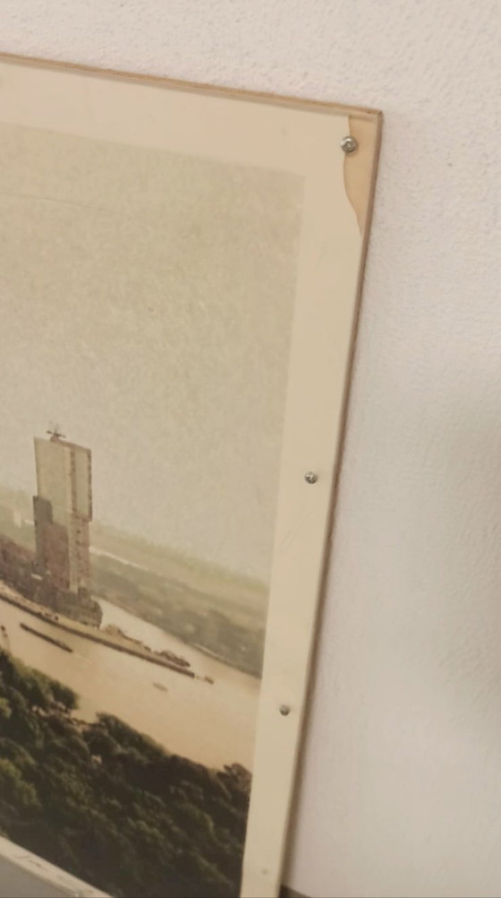 Image 1 of Vintage gesigneerde prent van Rotterdam