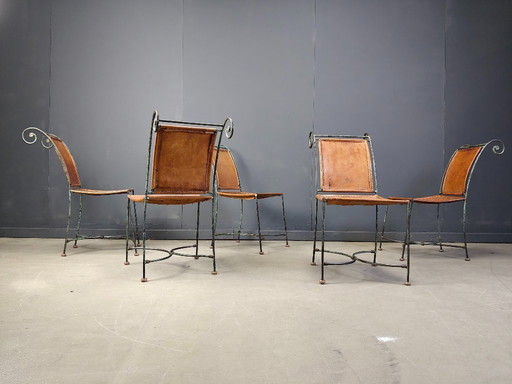 Spanische schmiedeeiserne Esszimmerstühle, 1960er Jahre