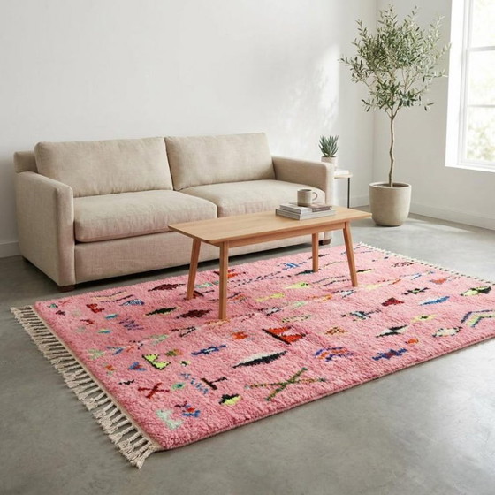 Tapis Marocain Rose Bérbere Fait Main 250cmx160cm – Tappeti, Cotton (photo 2 of 7)