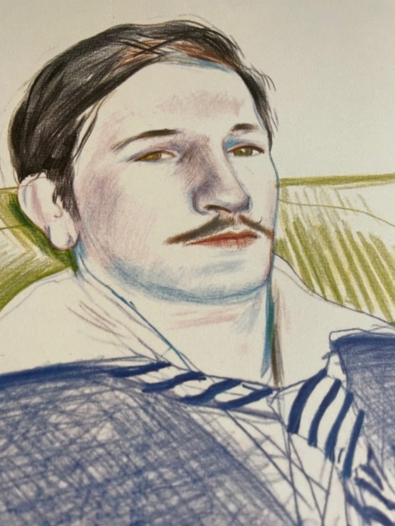 Image 1 of David Hockney, Dessins Et Gravures Ausstellungsplakat, Imp. Dermont-Paris, Gedruckt in Frankreich