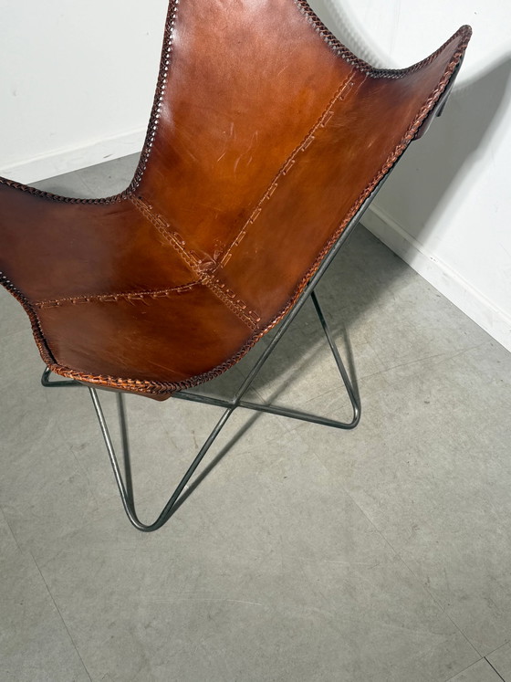 Vintage Cognac Lederen Vlinderstoel – Fauteuils (photo 5 of 6)