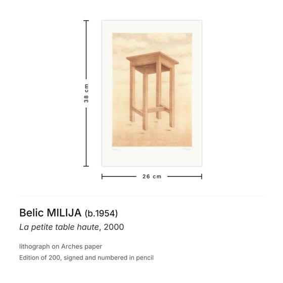 Image 1 of Belic MILIJA La petite table haute Litografia firmata 2000