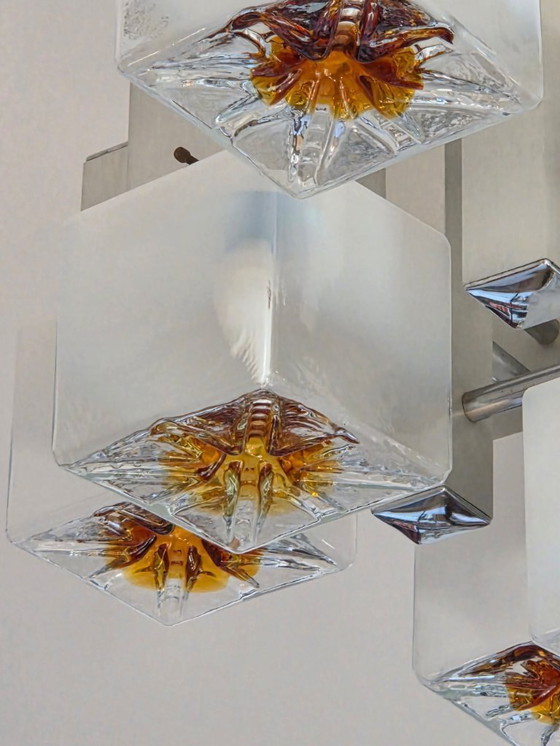 Image 1 of lustre,lampe vintage à 9 feux Scoliari pour Mazzega années 60-70