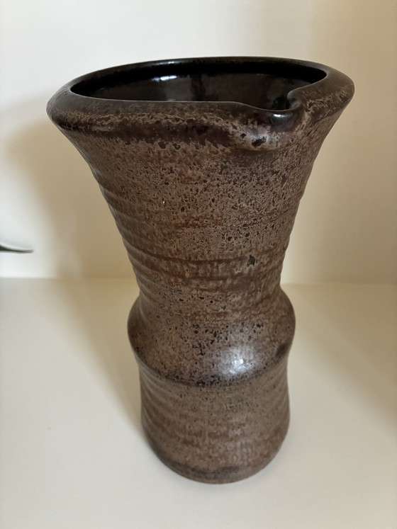 Image 1 of Vintage brutalist vase, brown earthenware, 1960s/70s
