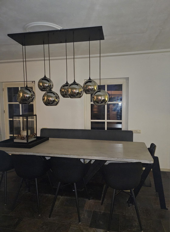 Image 1 of Tavolo da pranzo effetto cemento con gambe in acciaio, 260 cm