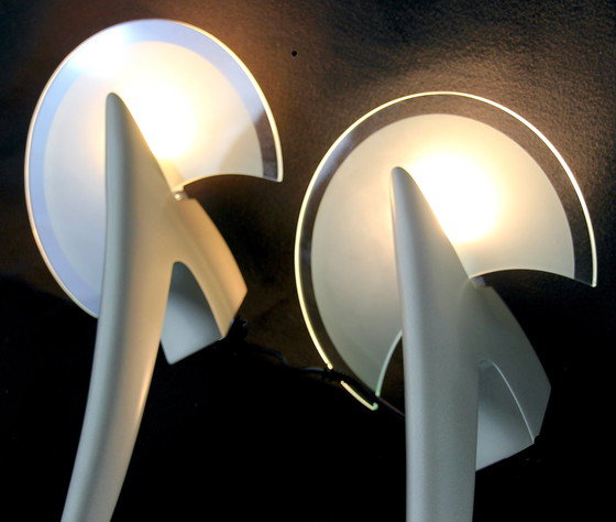 Image 1 of Taller Uno Metalarte By Joan Auger, Large Pair Of Gold Metal And Glass Wall Lights