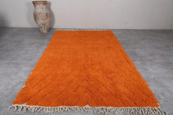 Image 1 of Alfombra tejida a mano de pura lana naranja, 2/3 m