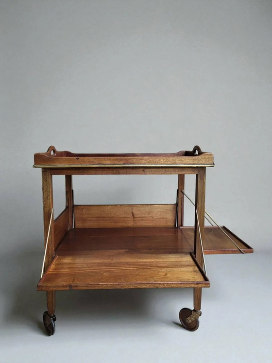 Mesa auxiliar/mesa de té de los años 50 – Carritos de bar, Wood, Brass, Art Deco (photo 2 of 12)