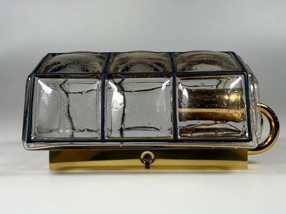 Image 1 of 60er 70er Jahre Wandlampe Wall Sconce Glashütte Limburg Germany Glas & Metall