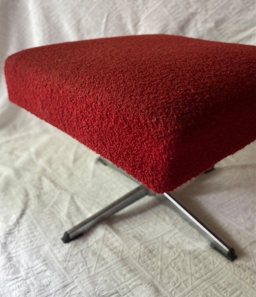 ottoman vintage rouge des années 70