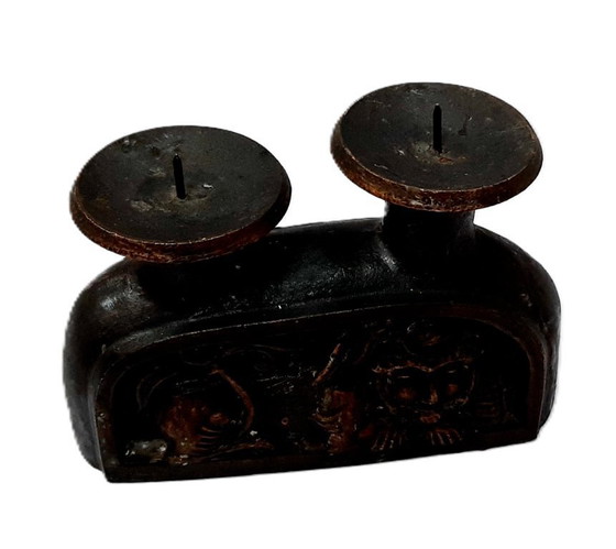 Image 1 of Portacandele doppio in ghisa d'epoca