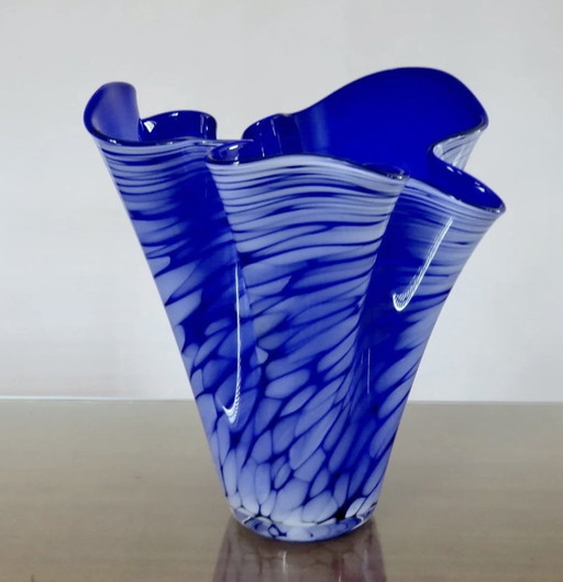 Large Murano Glass "Mouchoir" Vase. Vintage