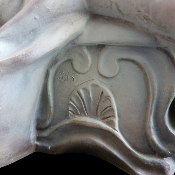 Image 1 of Art Deco sculpture of a seated lady with dogs