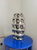 Vintage chrome, silver space age vase