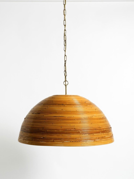 Image 1 of Preciosa lámpara colgante de techo italiana de bambú de los años 70 | Ø 72 cm | Vivai del Sud