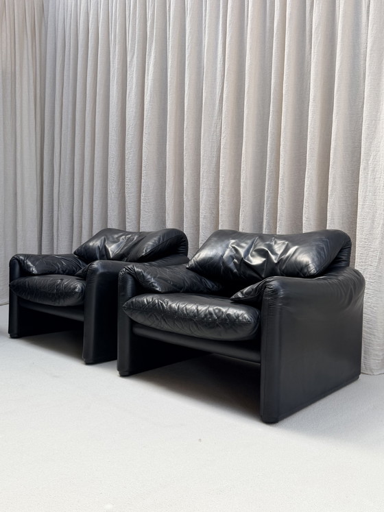 Set divano Maralunga primi anni '70, Vico Magistretti, Cassina, Italia – Zona salotto, Pelle (photo 11 of 13)