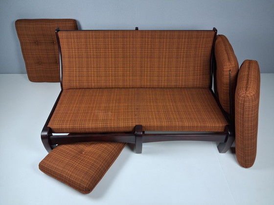 Vintage 2-zitsbank, jaren 70 – 2 zitsbanken, Textile, Wood (photo 10 of 10)