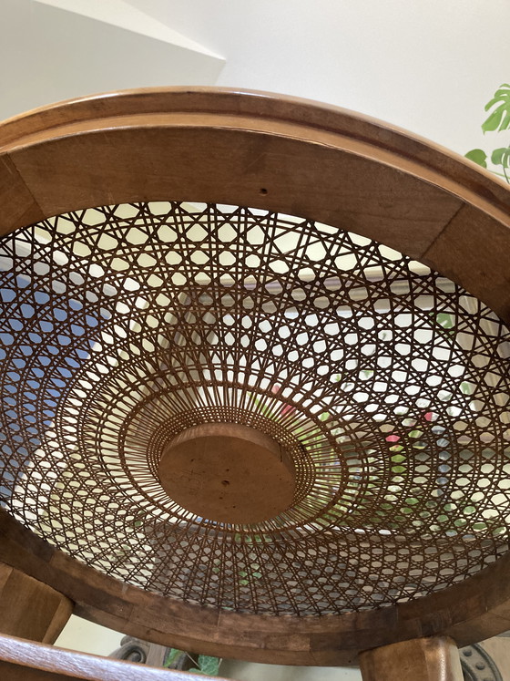 Image 1 of Beautiful Chippendale table with Viennese caning and glass top, round