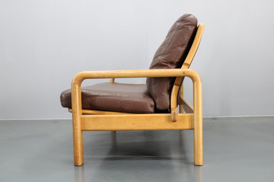 Image 1 of Divano a 2 posti L. Olsen &amp; Søn in quercia e pelle, anni '70, Danimarca