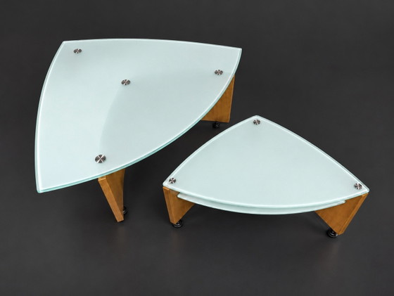 Set of a Leolux Coffee table with side table type JOEY, Glass, Wood, Brown (photo 5 of 5)
