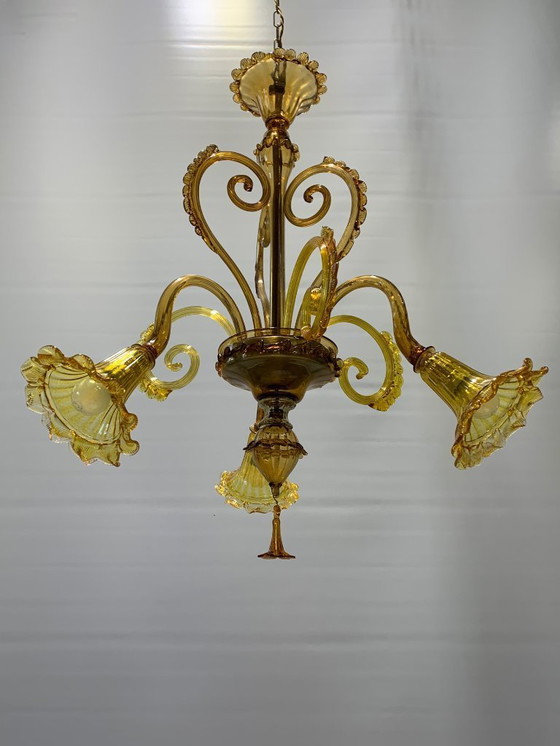 Image 1 of Lampadario di Murano Vintage attribuito a Venini