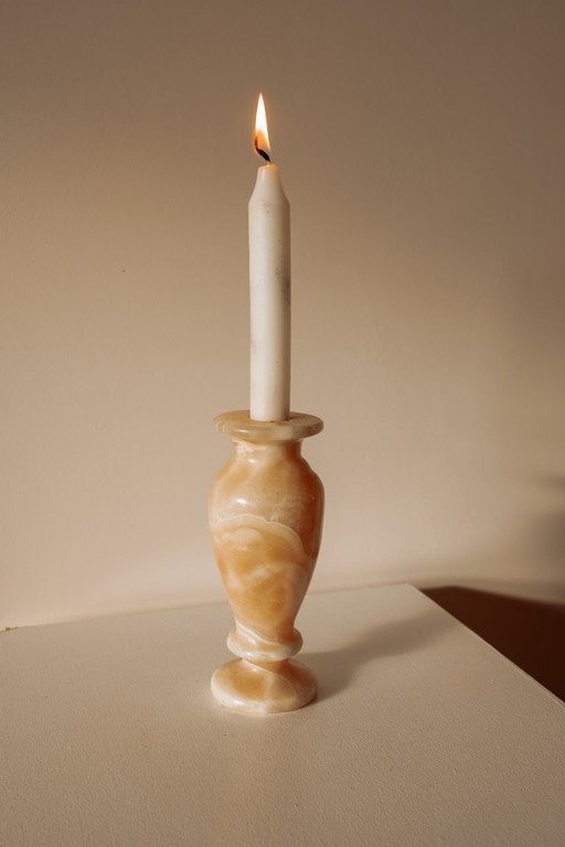 Vintage-Kerzenständer aus Alabaster