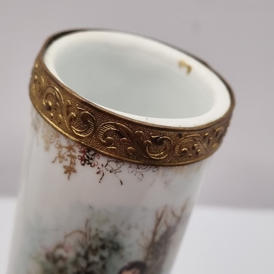 Image 1 of French porcelain castle vases, 19th century