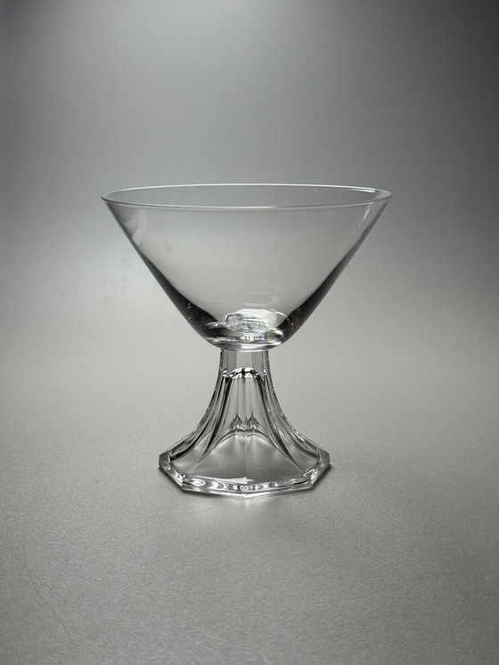 Image 1 of Huit coupes à cocktail/champagne en cristal Art déco attribuées à Val Saint Lambert, Belgique, années 1930