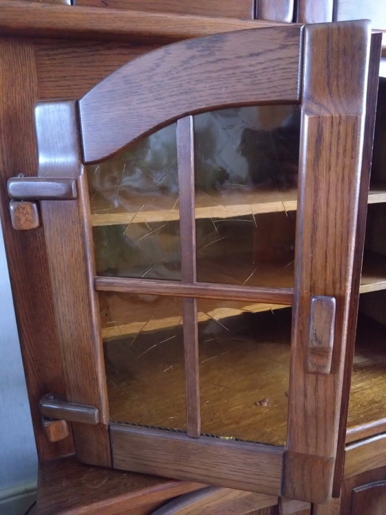 Image 1 of Houten kastenwand met glaskast en klepkast