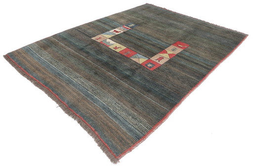 Original Persian carpet Gabbeh Ghashghai oriental carpet 301 cm x 222 cm old natural