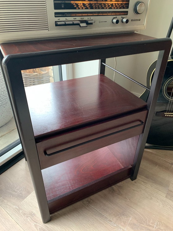 Mahogany Wood Metal Audio Furniture/Side Table Vintage, Chest of drawers, Brown, Modern (photo 8 of 10)