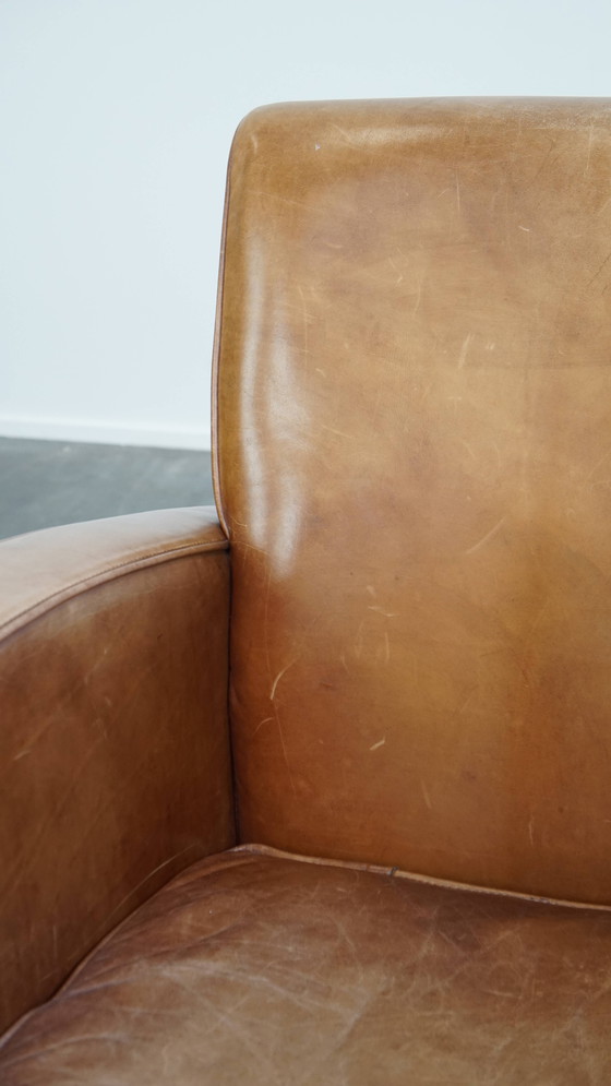 Image 1 of Rundleren Design Fauteuil in een Lichte Cognac Kleur