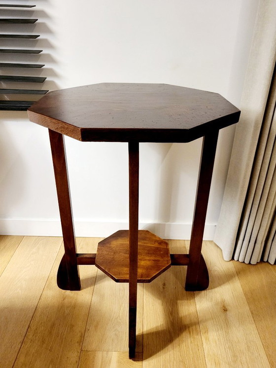 Image 1 of Art Deco wooden side table or plant table, octagonal