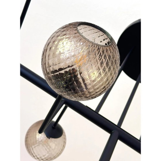 Image 1 of Sphères contemporaines en verre fumé « Ballotton » attribuées au lustre Sputnik de Murano par Simoeng