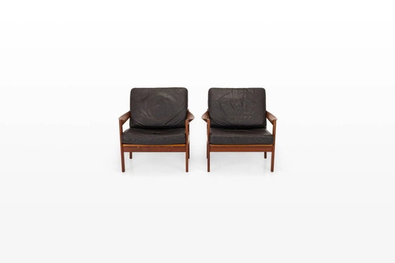 Poltrone vintage di Illum Wikkelsø per Niels Eilersen, anni '60, set di 2 – Leather, Scandinavian (photo 3 of 12)