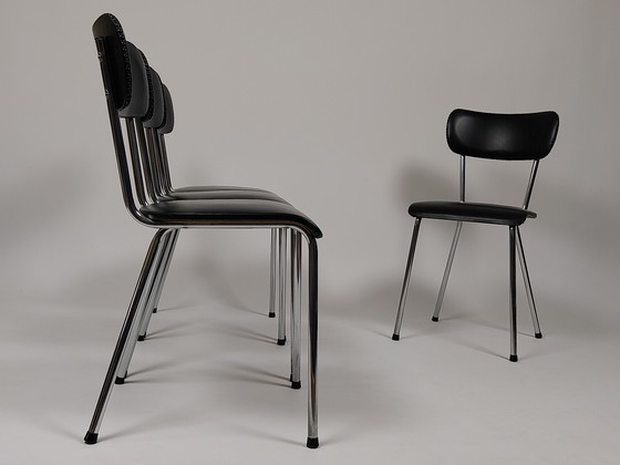 Image 1 of 4 x Vintage Chairs in Skai Leather, 1960s