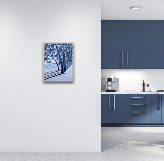 Image 1 of Indigo-inkt op wit papier, 40x30cm